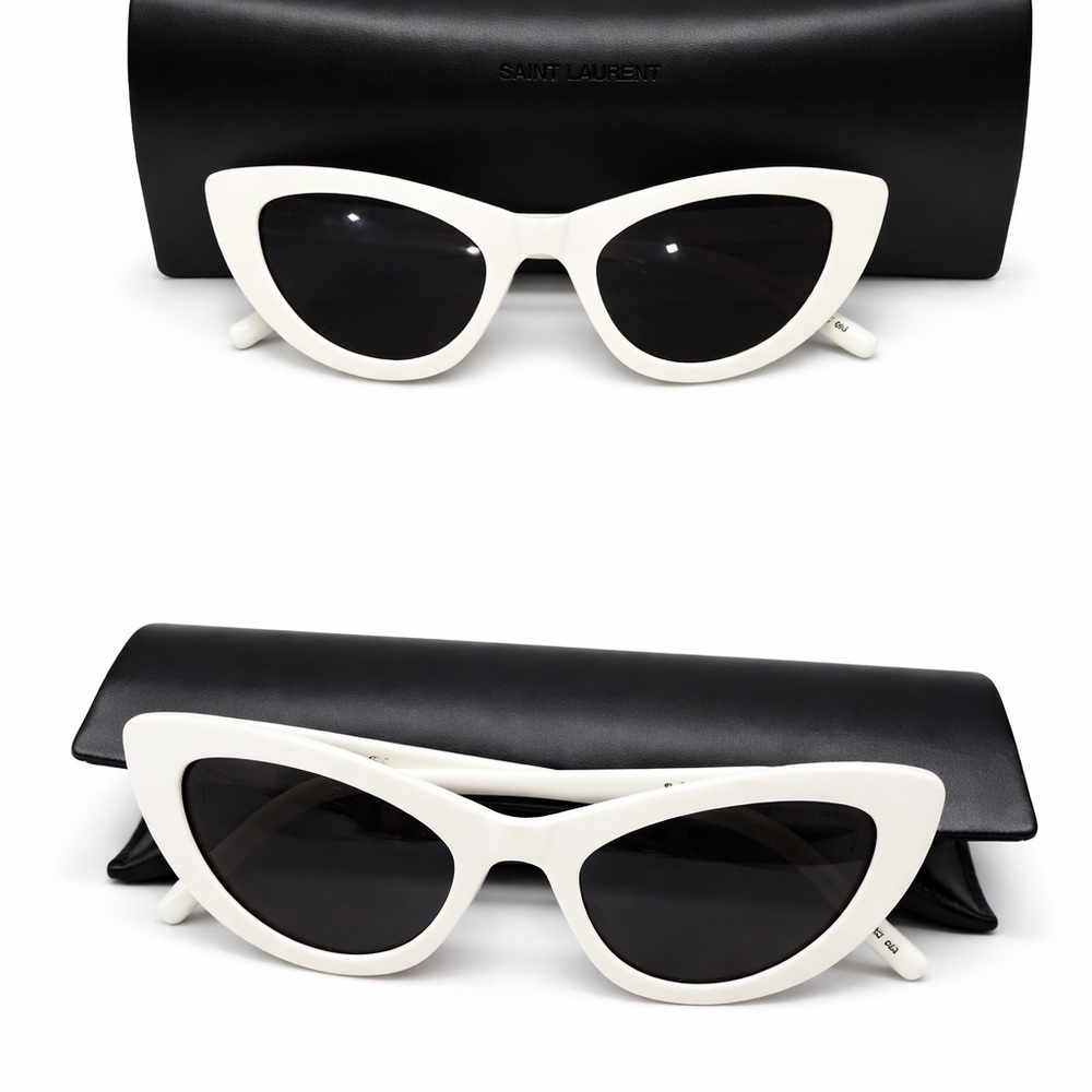 Saint Laurent Ivory Cat-Eye Sunglasses